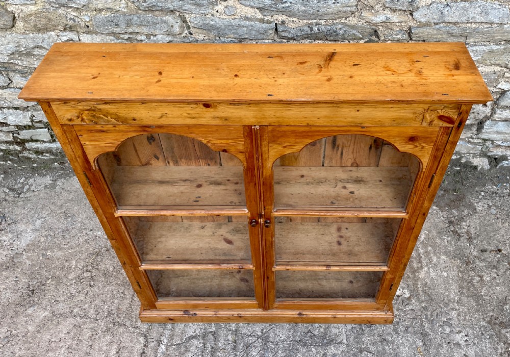 Narrow Antique Pine Glazed Cupboard View VIII