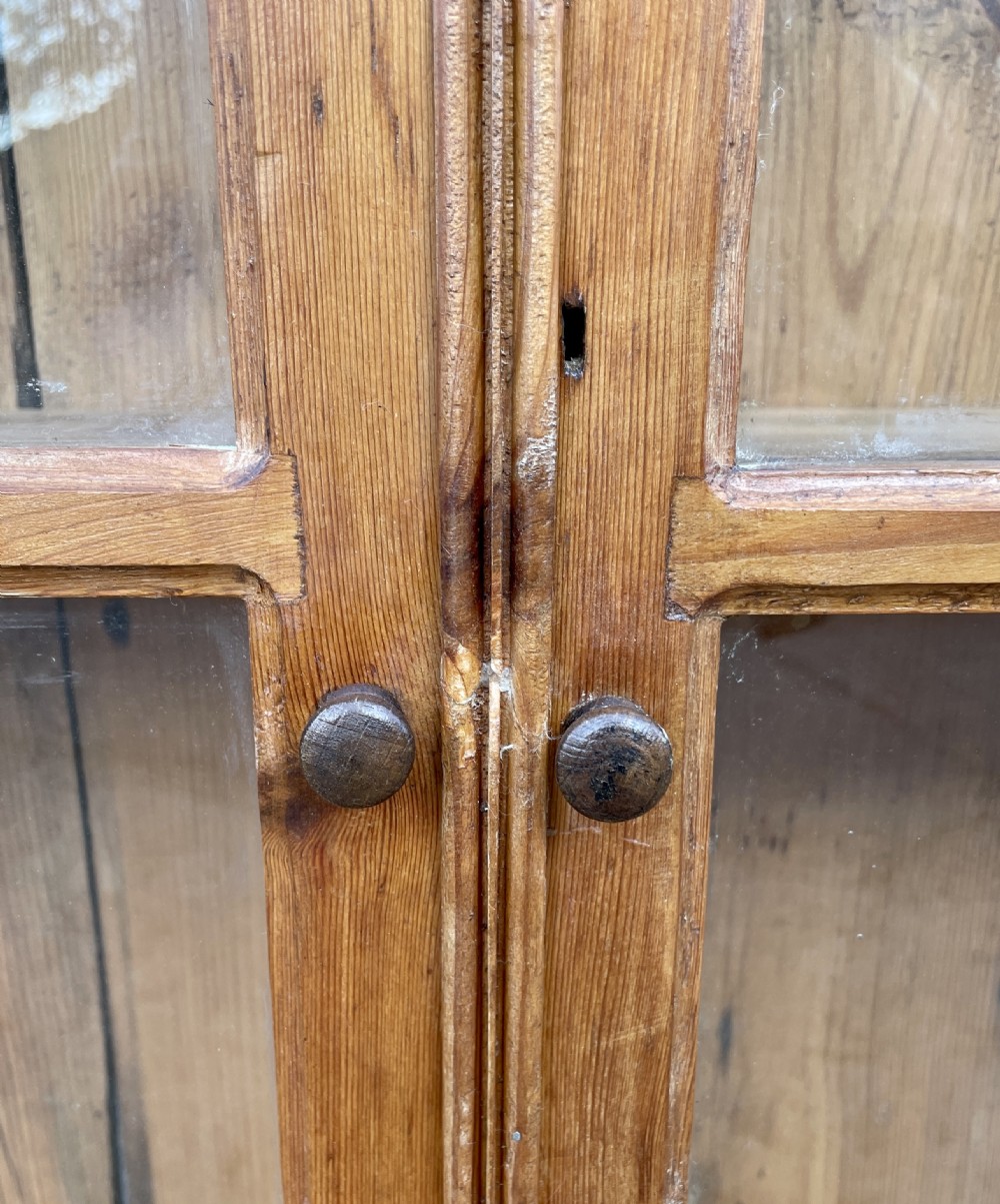 Narrow Antique Pine Glazed Cupboard View IX