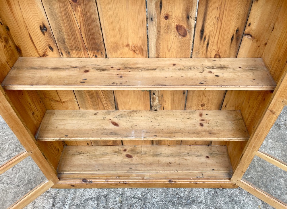 Narrow Antique Pine Glazed Cupboard View XII