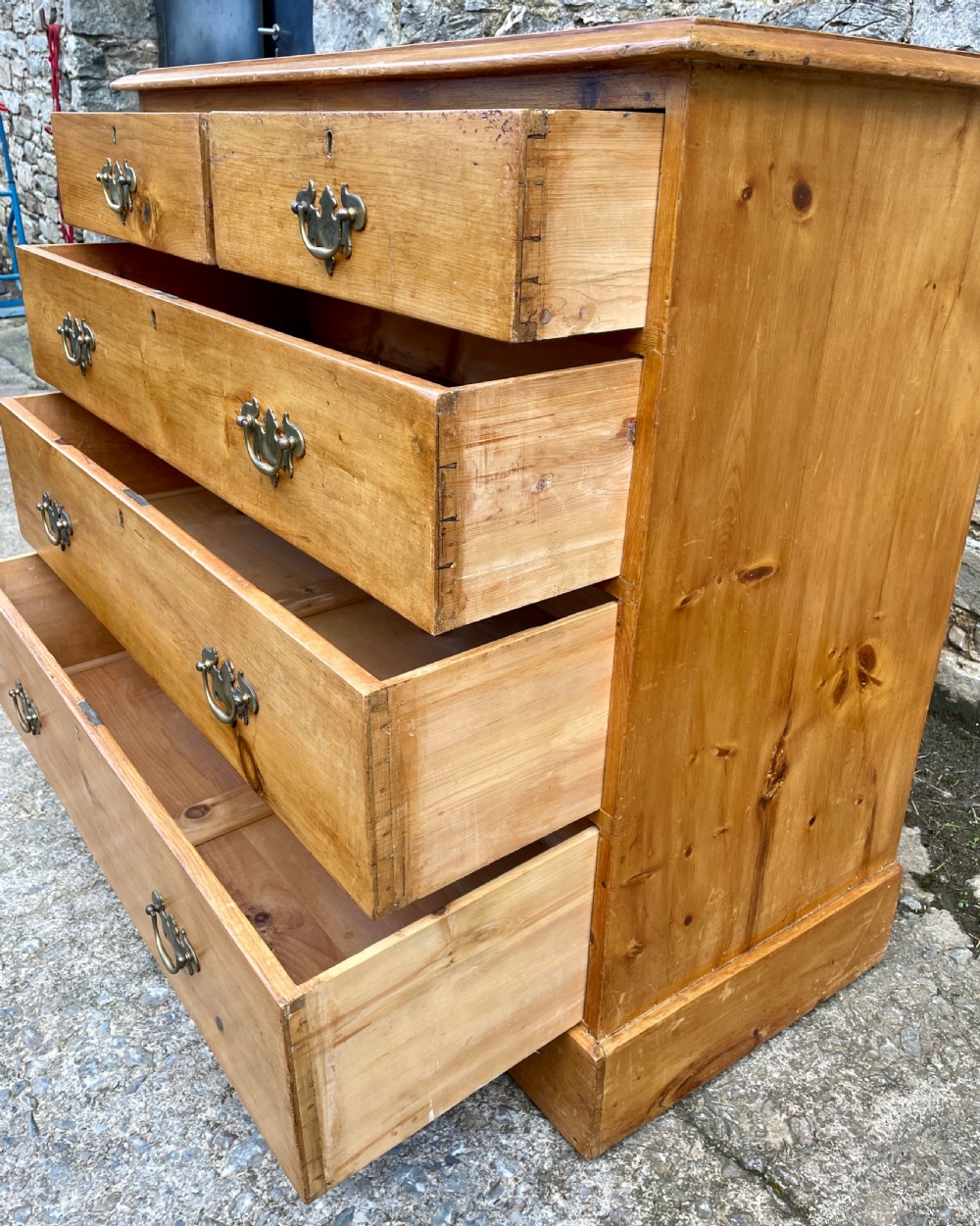 Large Antique Stripped Pine Chest of Drawers View XV