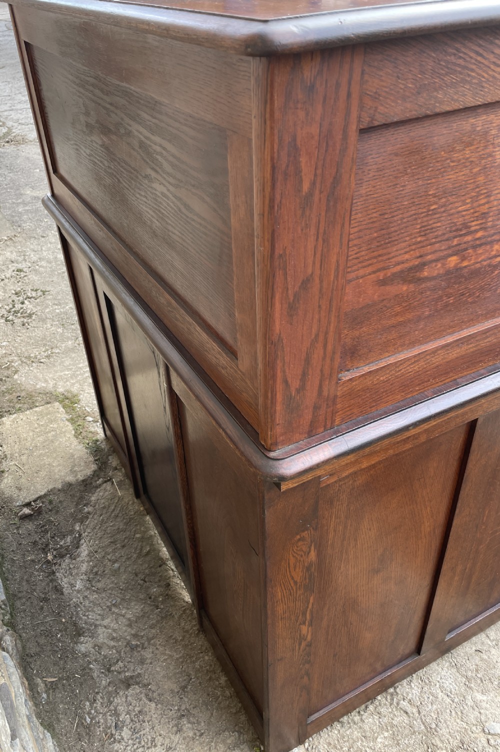 Antique Oak Roll Top Tambour Desk View XXIV