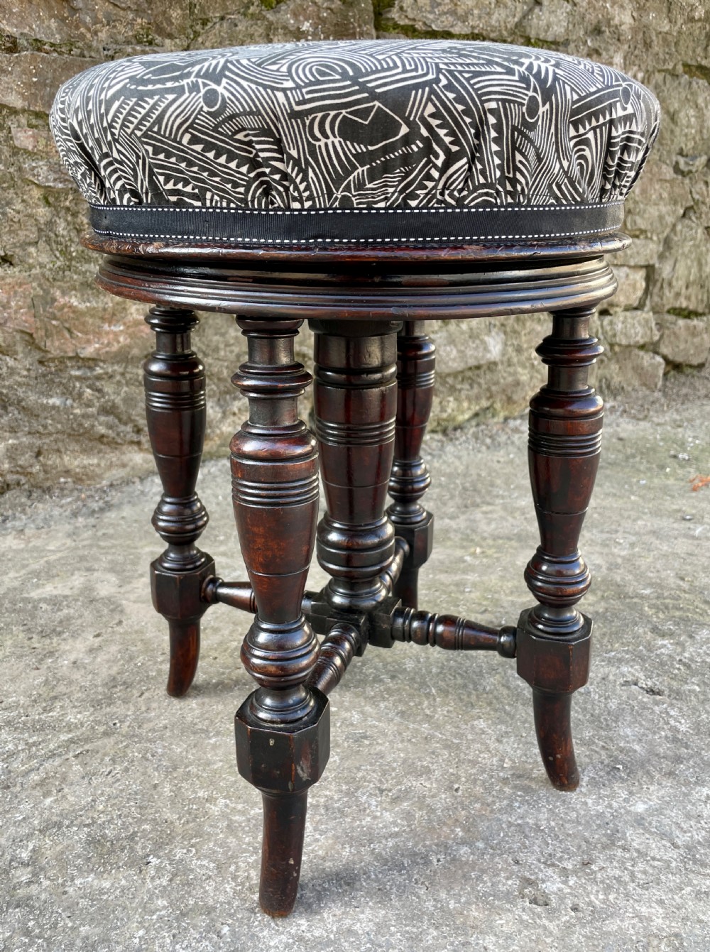 Antique Edwardian Revolving Piano Stool View II