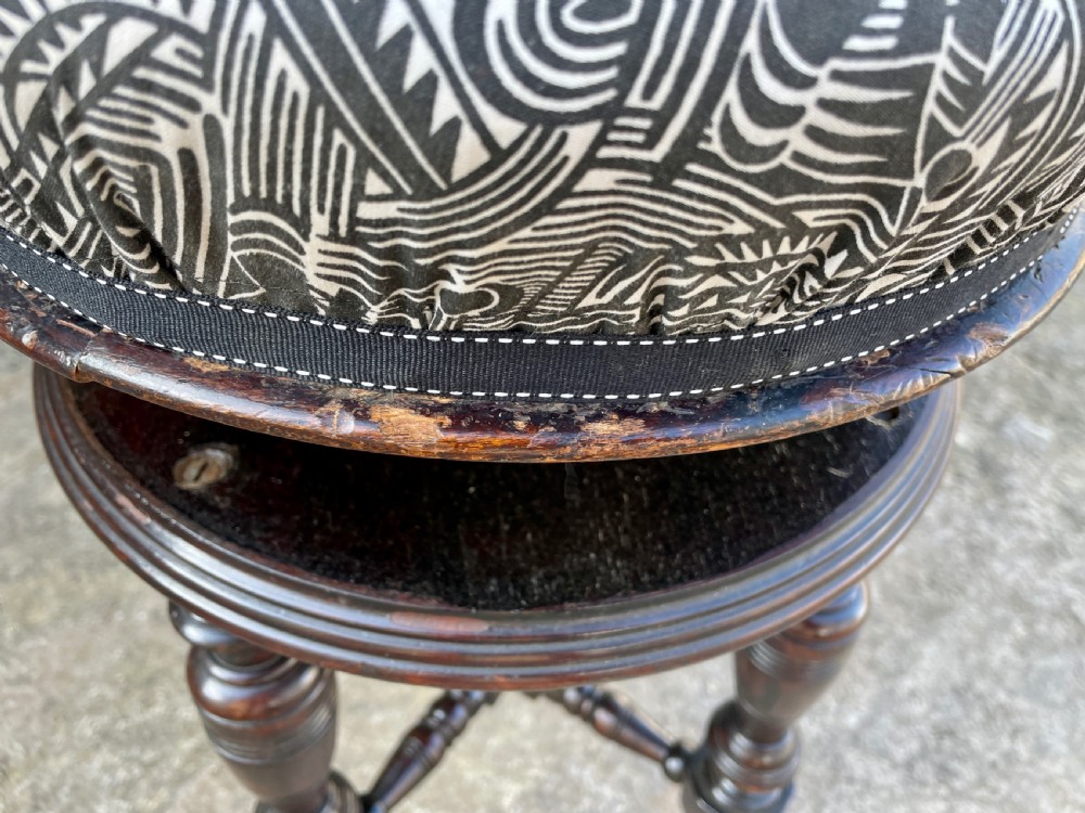 Antique Edwardian Revolving Piano Stool View XI