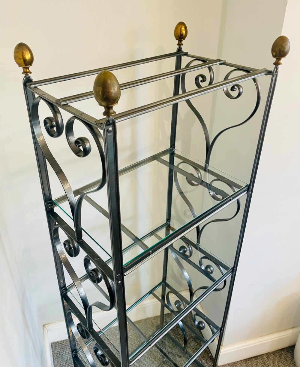 Antique Victorian Wrought Iron Deed Rack Shelves View V