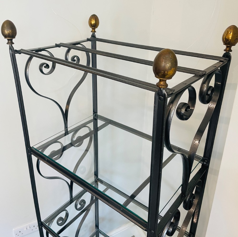 Antique Victorian Wrought Iron Deed Rack Shelves View XI
