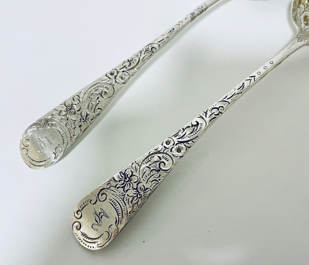 Pair of Georgian Exeter Solid Silver Berry Spoons View VI