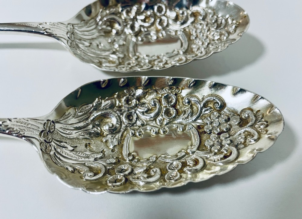 Pair of Georgian Exeter Solid Silver Berry Spoons View VIII