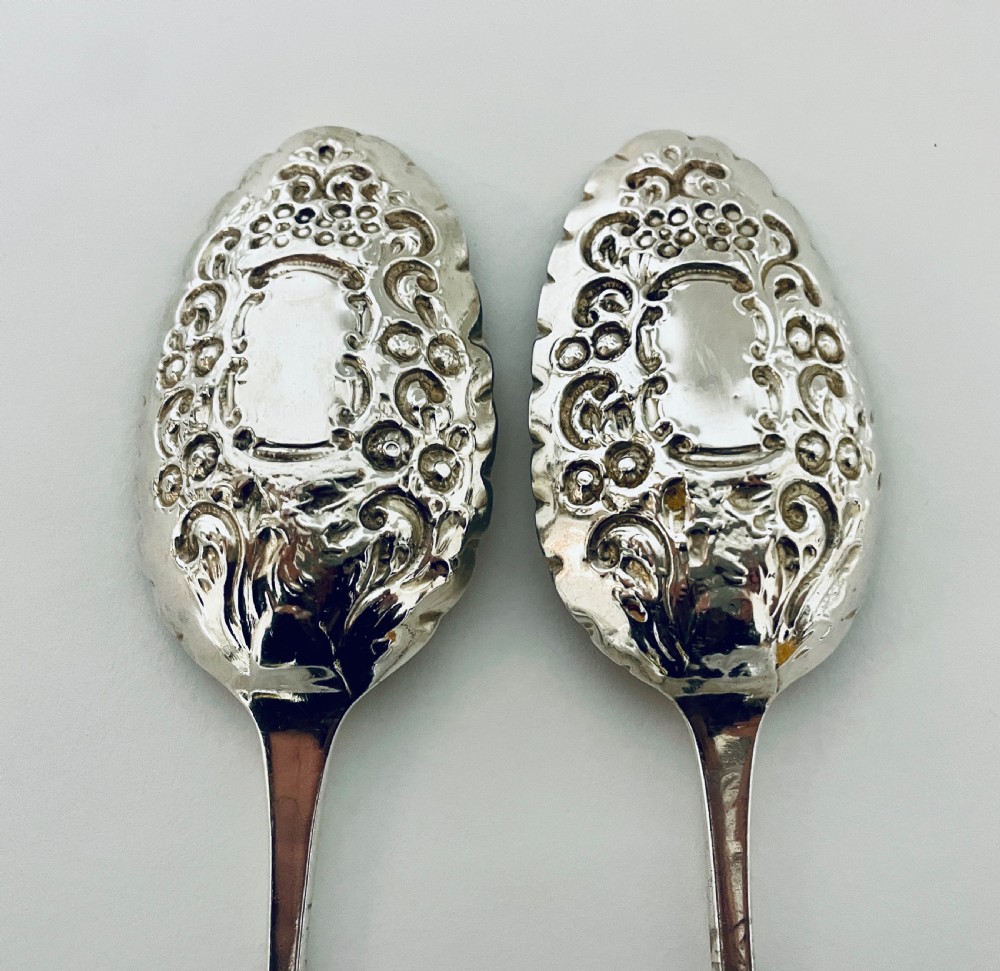 Pair of Georgian Exeter Solid Silver Berry Spoons View IX