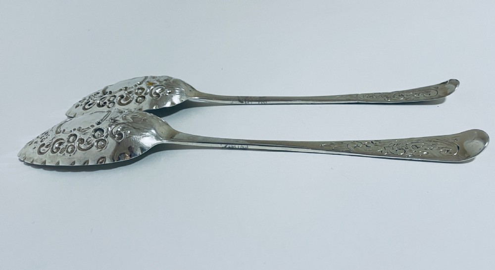 Pair of Georgian Exeter Solid Silver Berry Spoons View XI