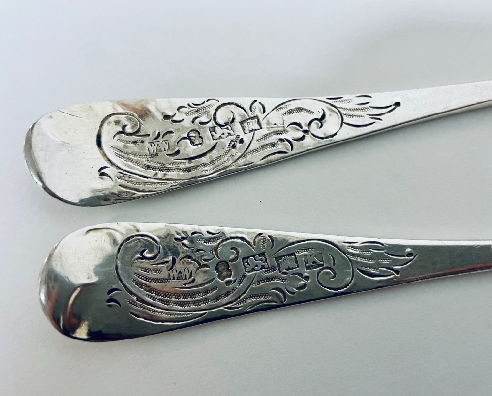 Pair of Georgian Exeter Solid Silver Berry Spoons View XII