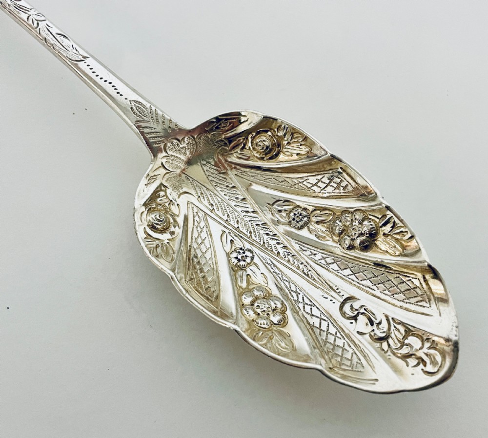 Antique Irish Solid Silver Berry Spoon View III