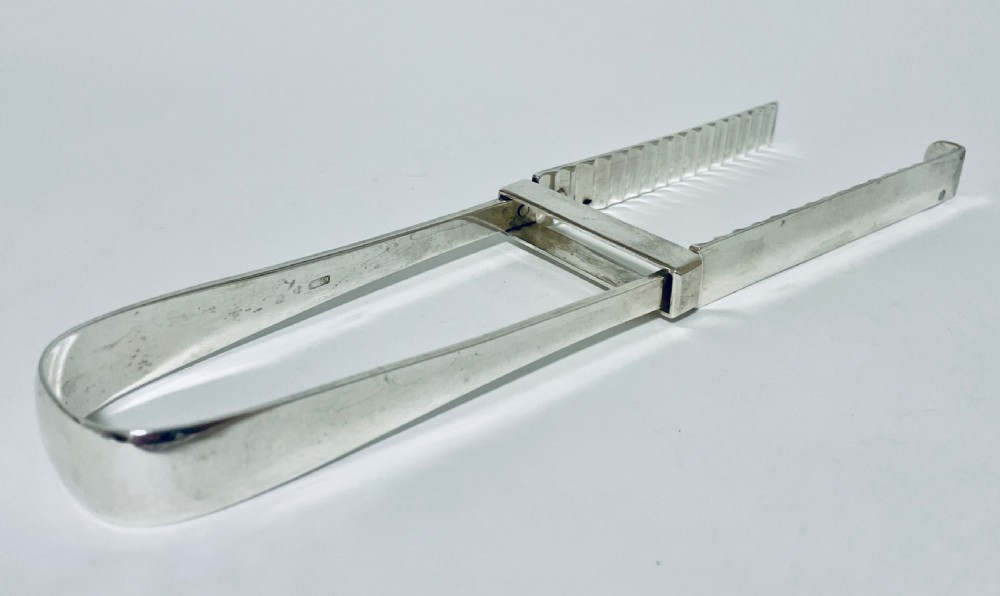 Antique Solid Silver Asparagus Tongs View IV