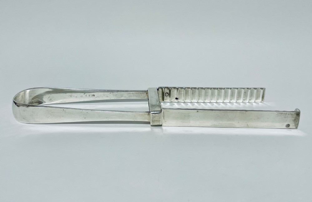 Antique Solid Silver Asparagus Tongs View V