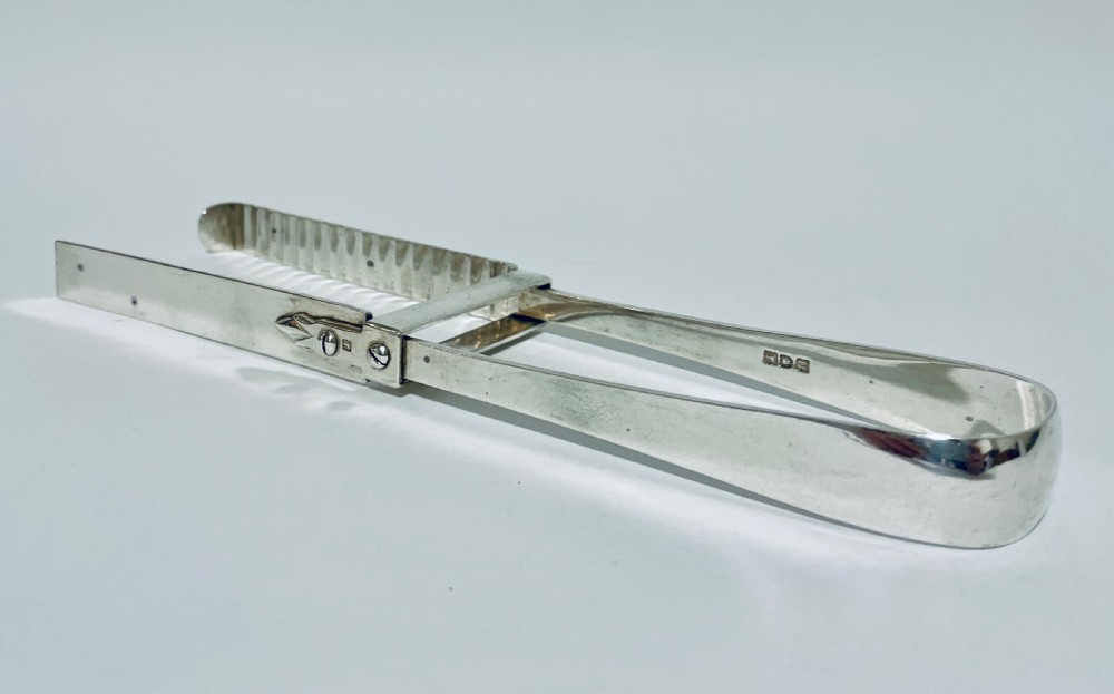 Antique Solid Silver Asparagus Tongs View VI