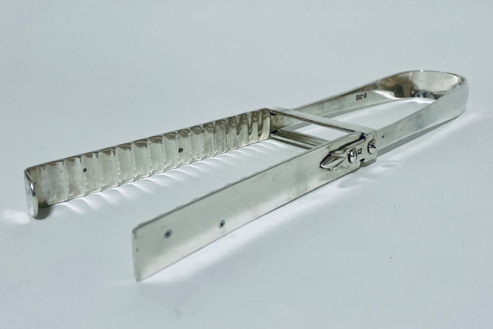 Antique Solid Silver Asparagus Tongs View IX