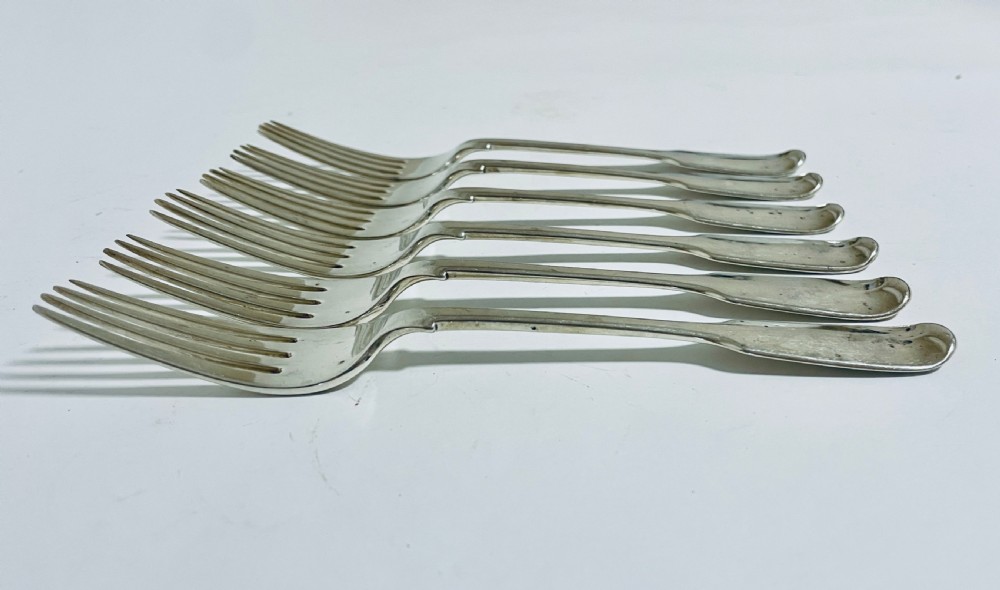 Set of 6 Victorian Solid Silver Forks View V