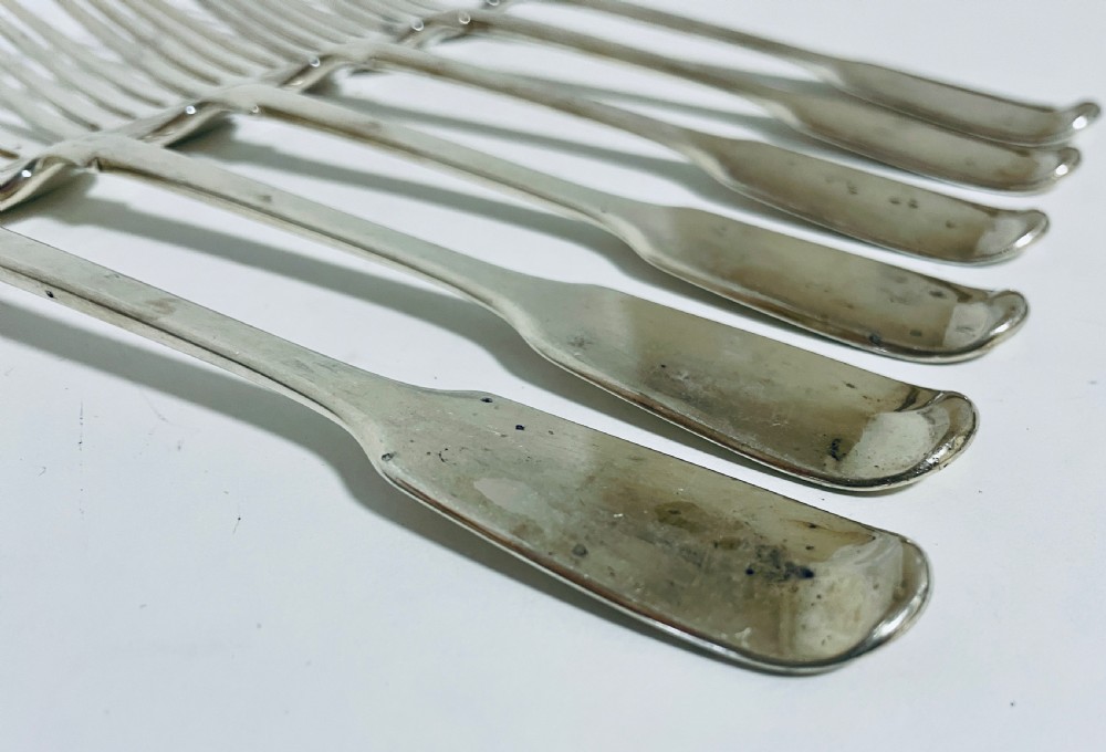 Set of 6 Victorian Solid Silver Forks View VI