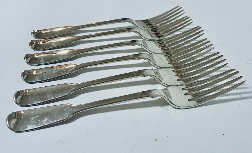 Set of 6 Victorian Solid Silver Forks View VII