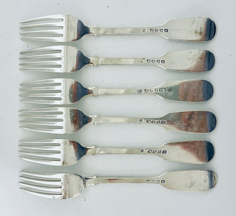 Set of 6 Victorian Solid Silver Forks View VIII