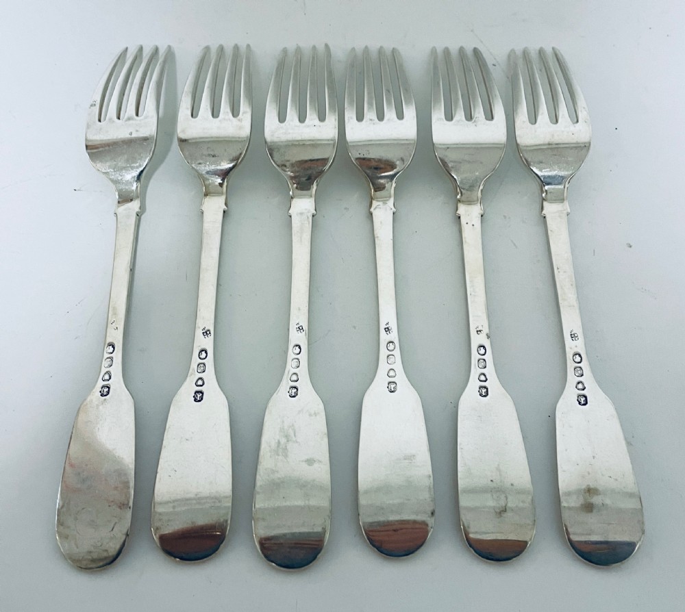 Set of 6 Victorian Solid Silver Forks View IX