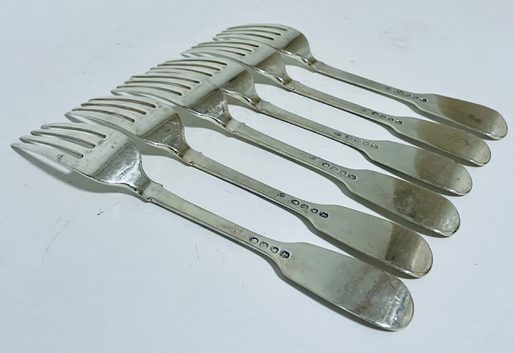 Set of 6 Victorian Solid Silver Forks View X
