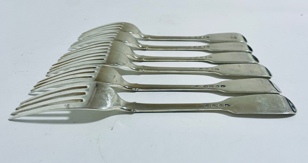 Set of 6 Victorian Solid Silver Forks View XI