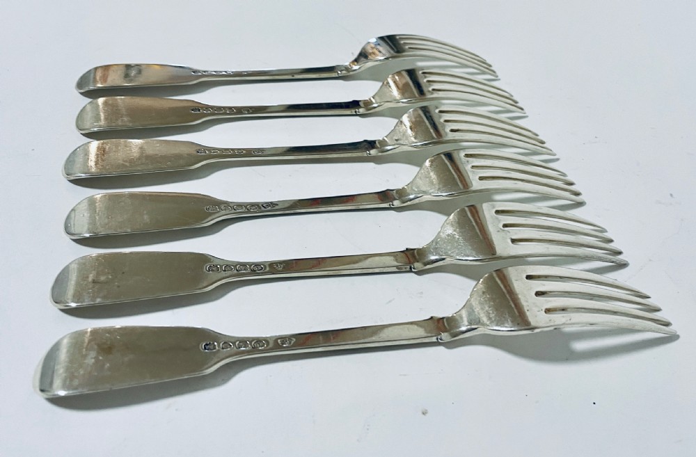 Set of 6 Victorian Solid Silver Forks View XII