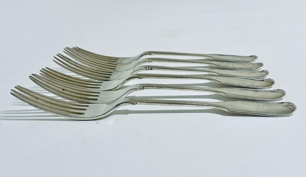 Set of 6 Antique Solid Silver Forks View IV