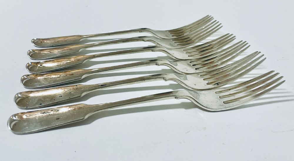 Set of 6 Antique Solid Silver Forks View VII