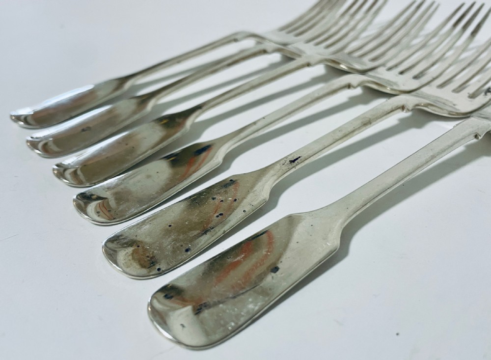 Set of 6 Antique Solid Silver Forks View VIII