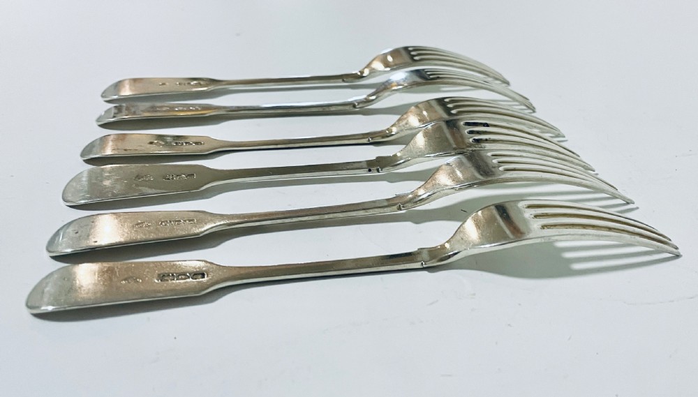 Set of 6 Antique Solid Silver Forks View XI