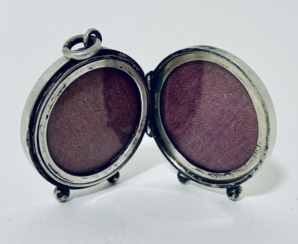 Antique Miniature Sterling Silver Photo Frame Locket