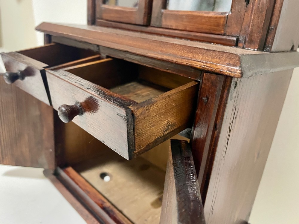 Antique Miniature Apprentice Glazed Dresser View XIII