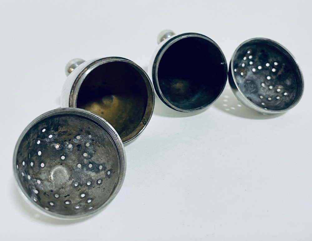 Pair of Antique Silver Pepper Pots View X