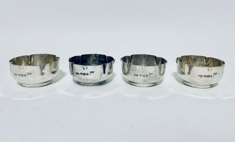 Set of 4 Antique Victorian Solid Silver Salts View II