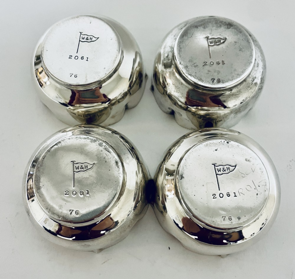 Set of 4 Antique Victorian Solid Silver Salts View VIII