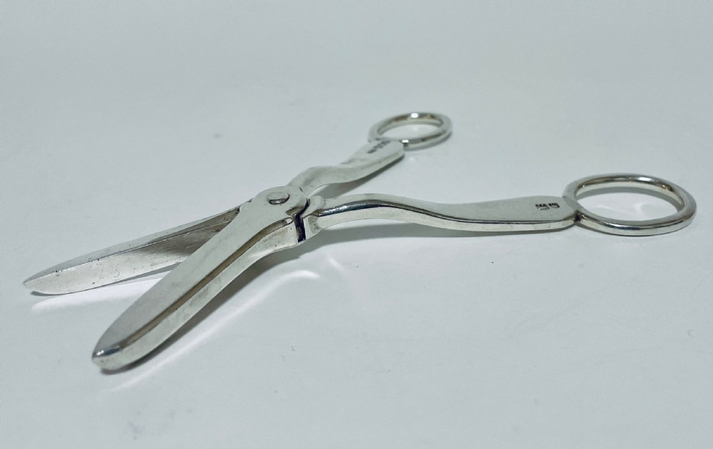 Antique Solid Silver Grape Scissors View XV