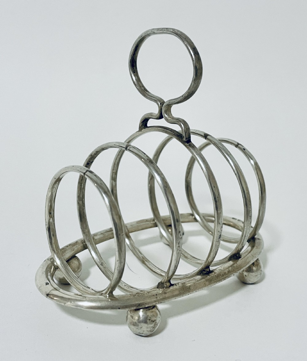 Small Antique Solid Silver Toast Rack