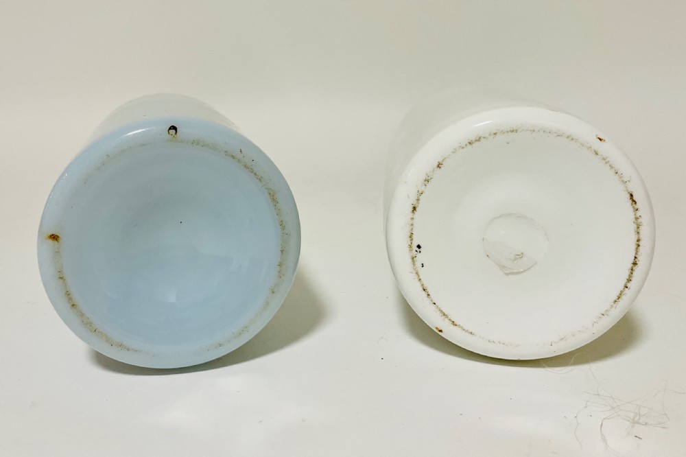 Pair of Antique Victorian Milk Glass Decanters View XI