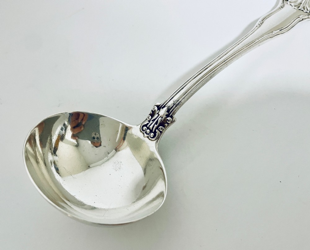Antique Georgian Solid Silver Kings Pattern Ladle View VIII