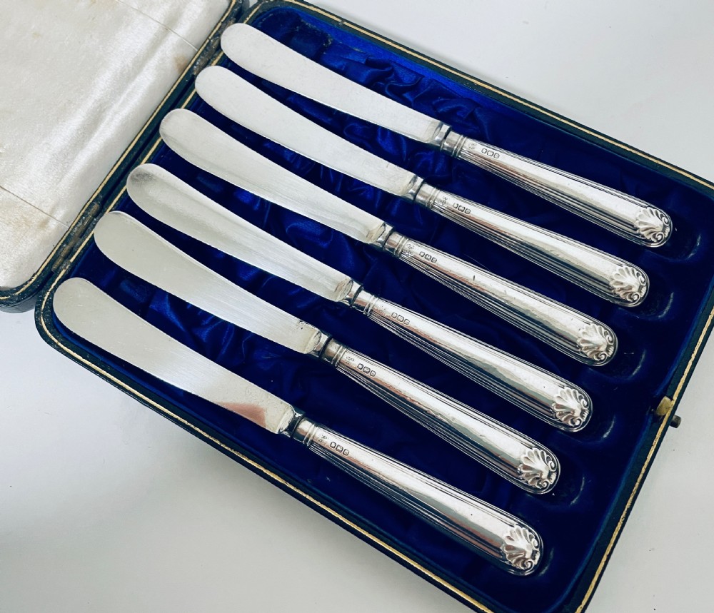 Set of 6 Antique Silver Handled Butter Knives View XI