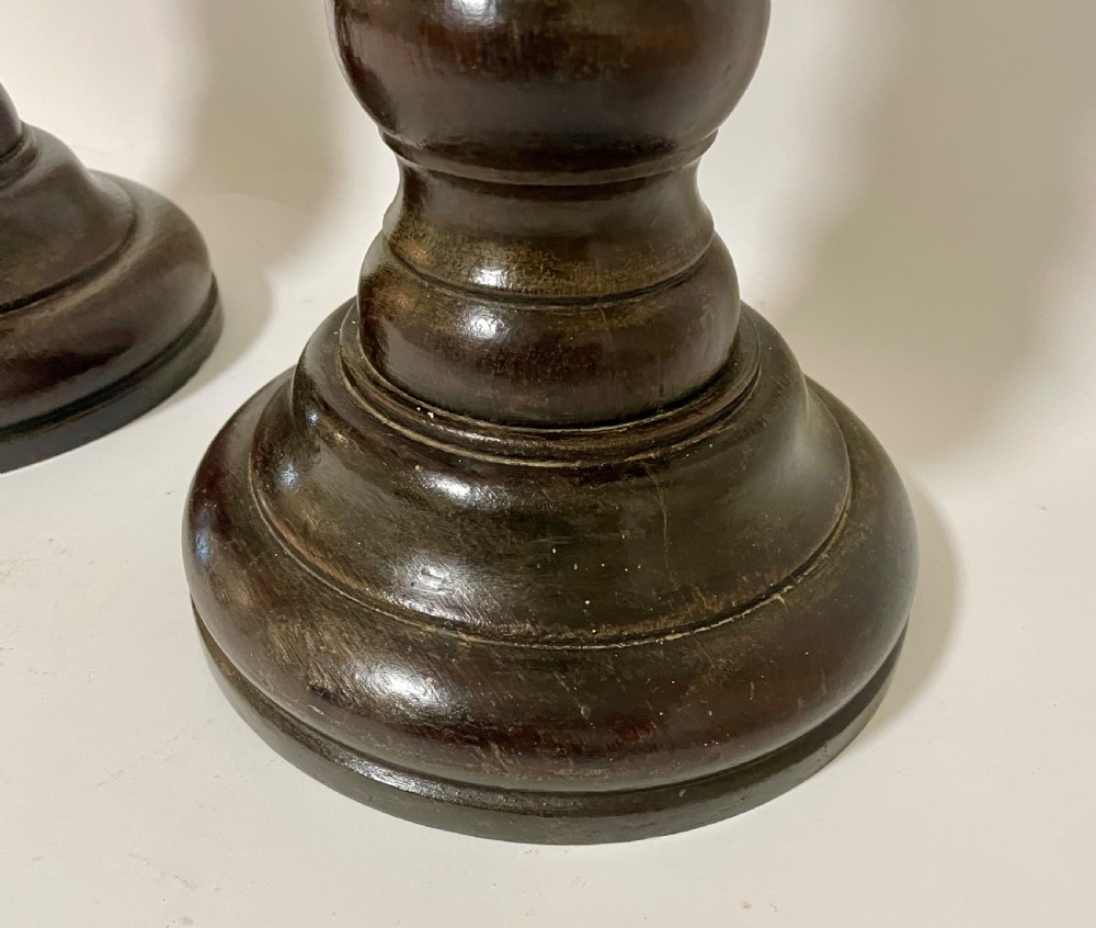 Pair of Large Victorian Turned Oak Pricket Candlesticks View V