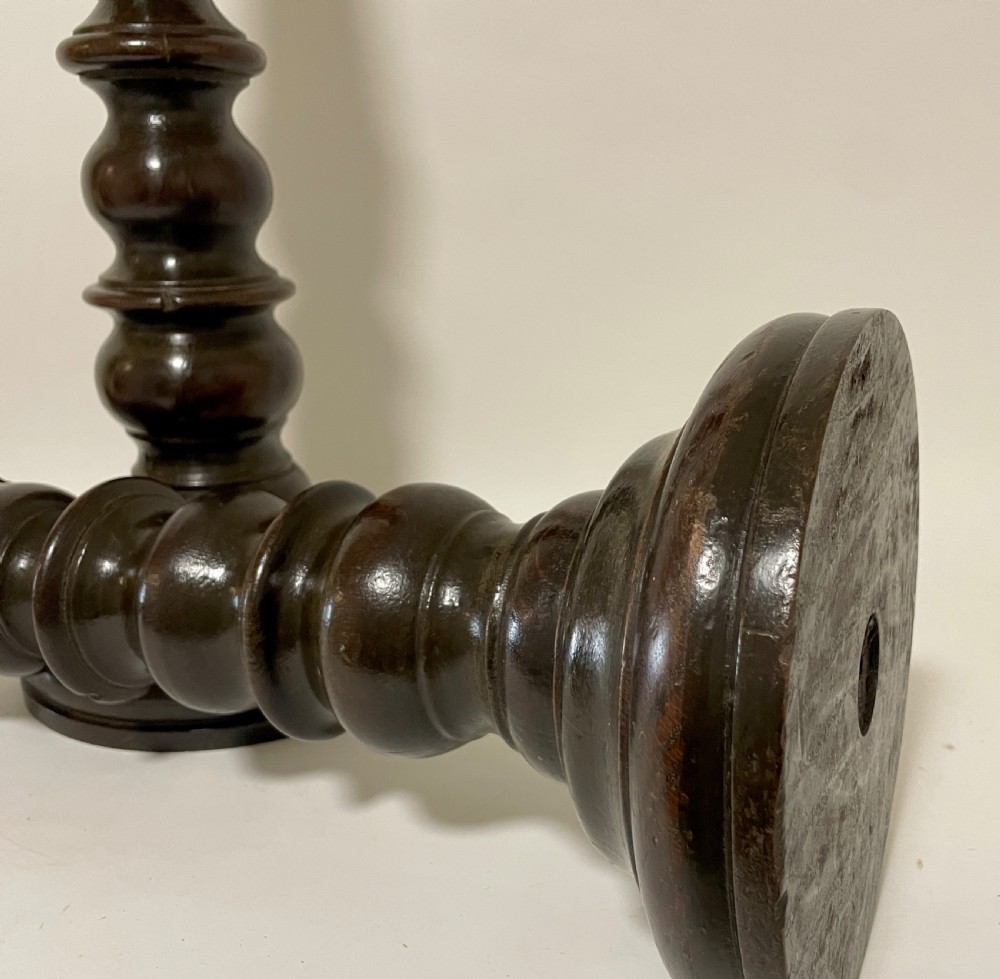 Pair of Large Victorian Turned Oak Pricket Candlesticks View XIII