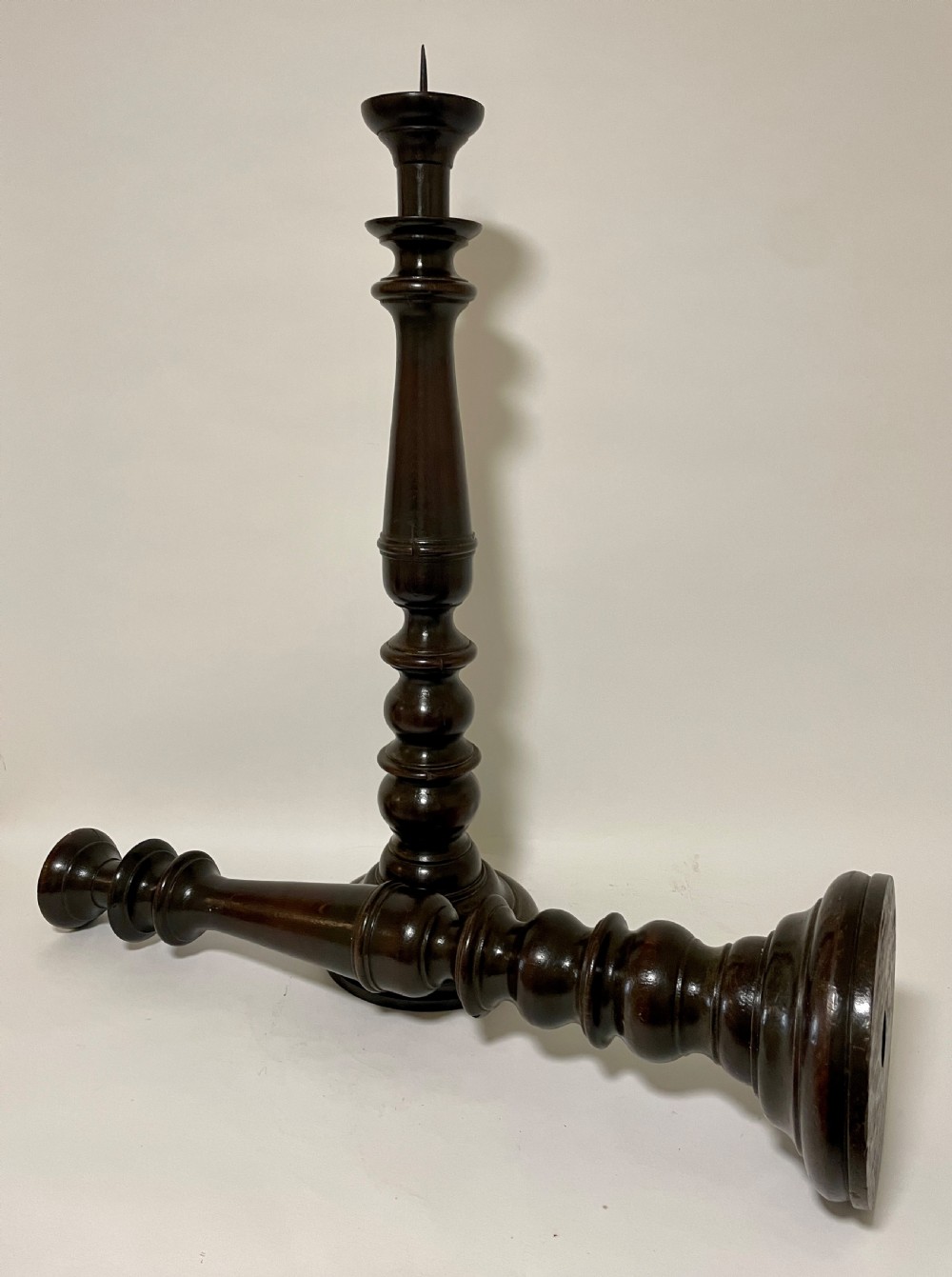 Pair of Large Victorian Turned Oak Pricket Candlesticks View XIV