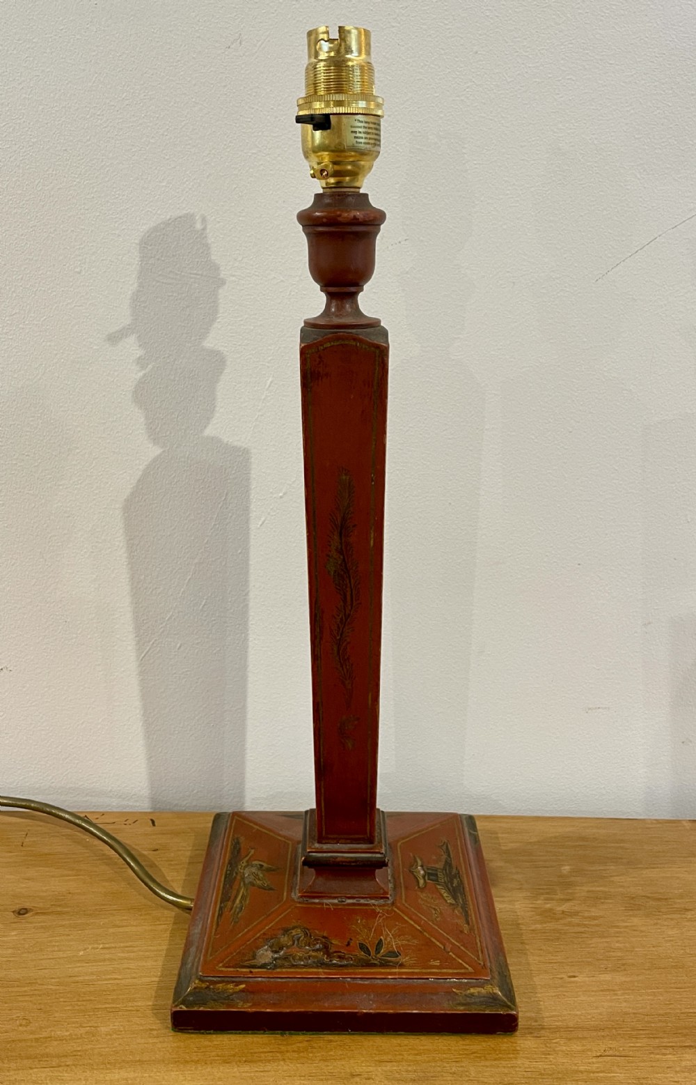 Antique Red Painted Chinoiserie Table Lamp