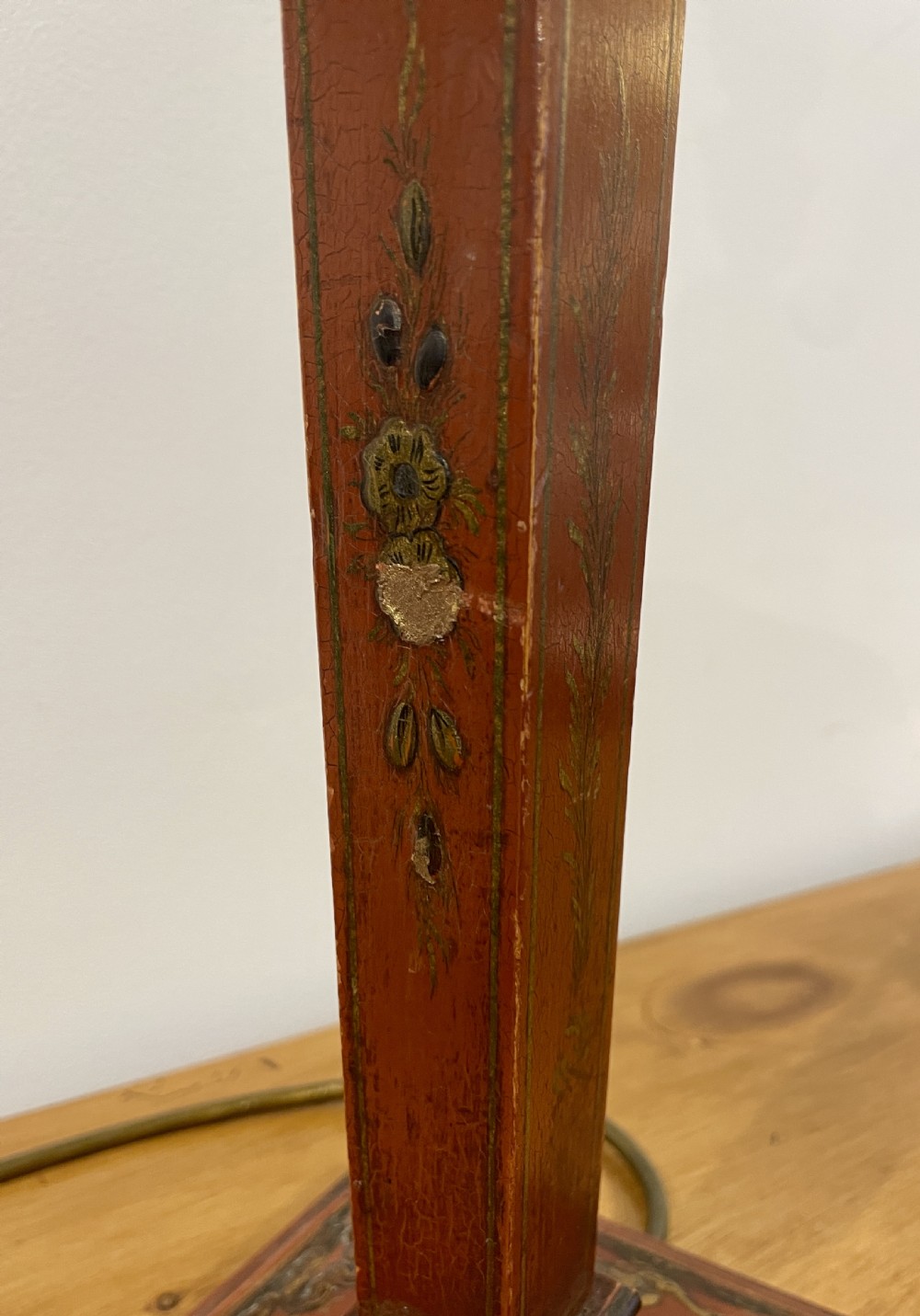 Antique Red Painted Chinoiserie Table Lamp View II