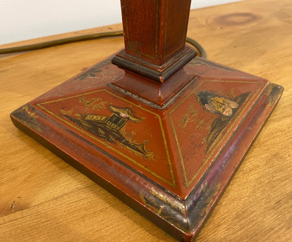 Antique Red Painted Chinoiserie Table Lamp View VII
