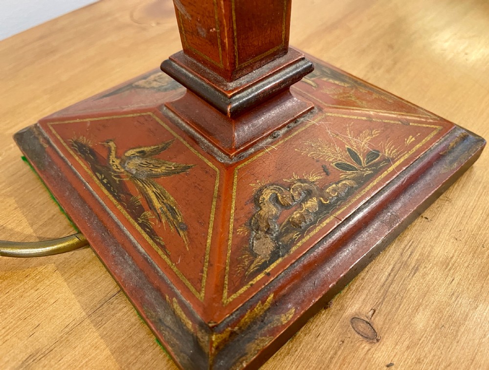 Antique Red Painted Chinoiserie Table Lamp View VIII