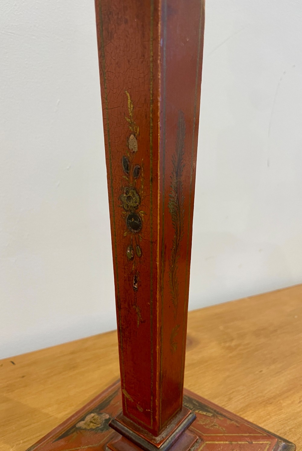Antique Red Painted Chinoiserie Table Lamp View IX