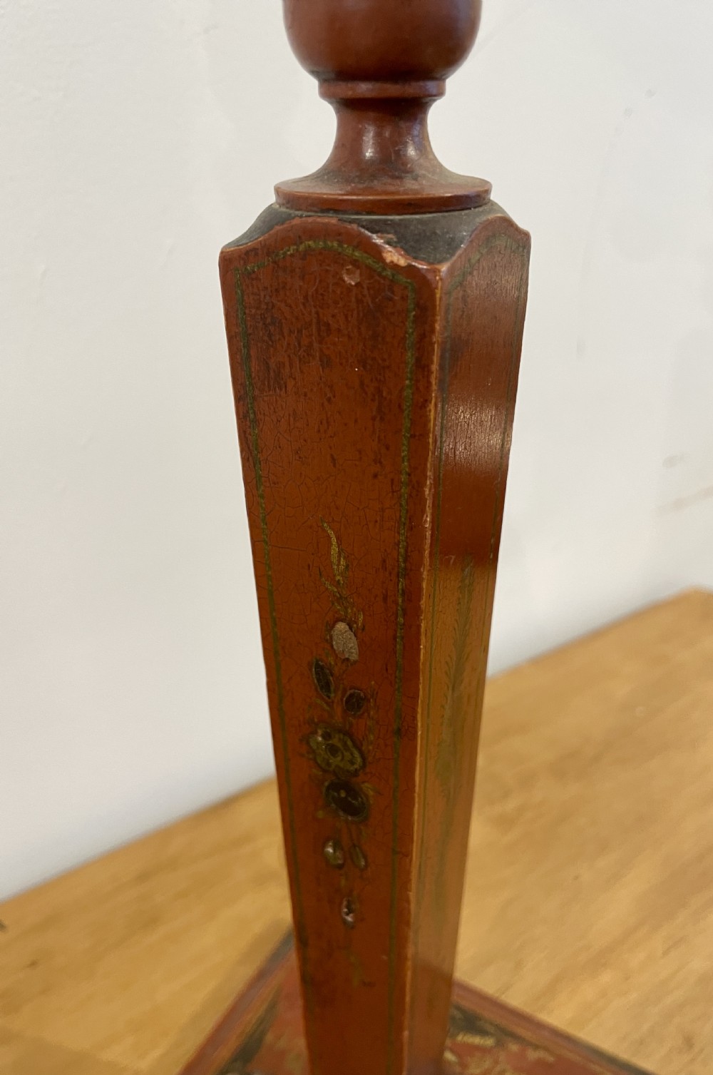 Antique Red Painted Chinoiserie Table Lamp View X